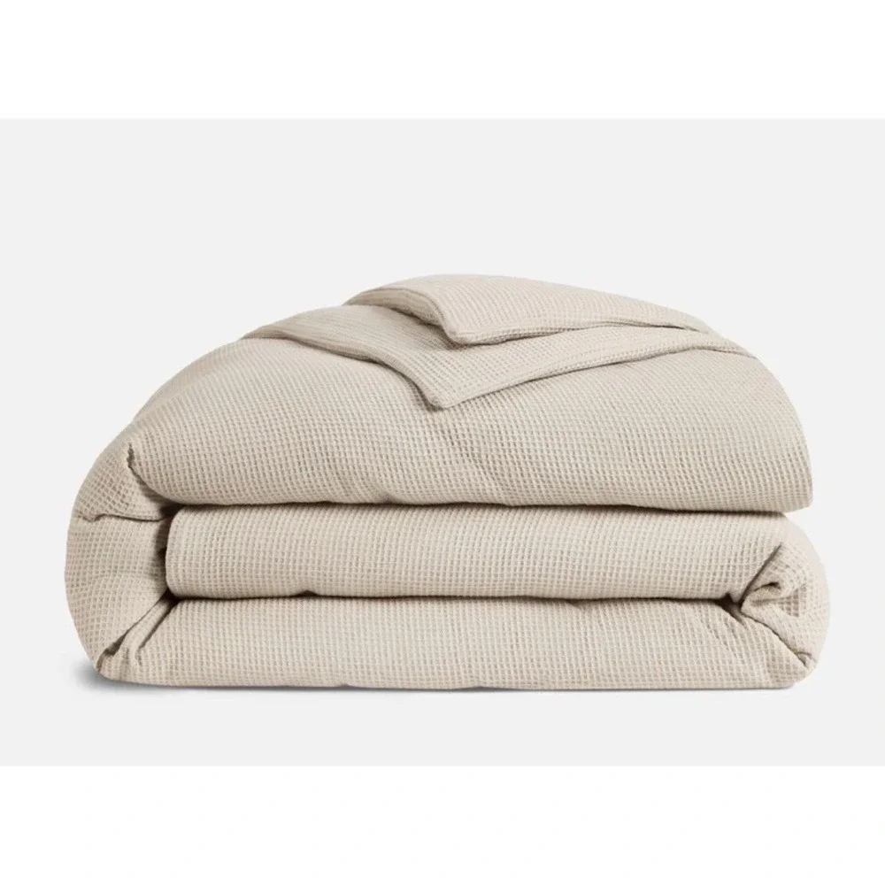 Brooklinen Micro Waffle Duvet Cover Full Queen Pebble Tan 100% Cotton Turkey